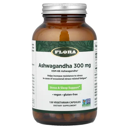 Flora, Ashwagandha, 120 cápsulas vegetales (300 mg por cápsula)