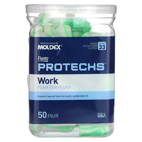 Flents, Protechs, Tapones de espuma para los oídos, Work`` 50 pares