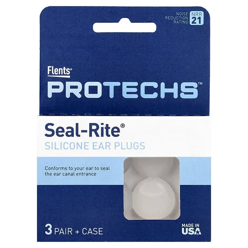Flents, Tapones para los oídos de silicona Seal-Rite® ProTechs™, 3 pares más estuche