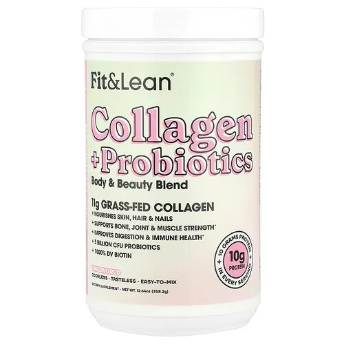Fit & Lean, Colágeno y probióticos, Sin sabor, 358,2 g (12,64 oz)