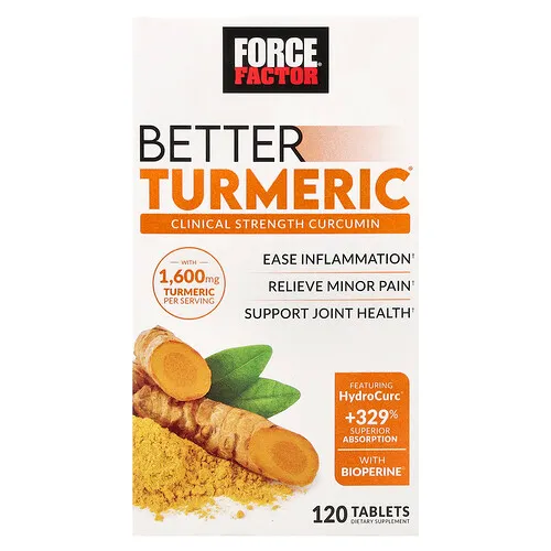 Force Factor, Better Turmeric®, Suplemento de cúrcuma para favorecer la salud de las articulaciones, 120 comprimidos
