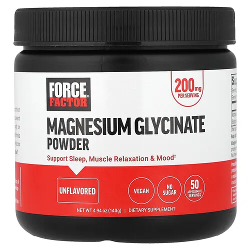 Force Factor, Glicinato de magnesio en polvo, Sin sabor, 140 g (4,94 oz)