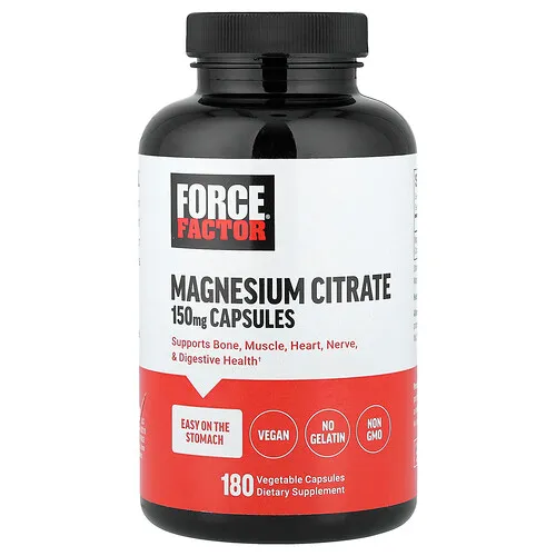 Force Factor, Citrato de magnesio, 150 mg, 180 cápsulas vegetales