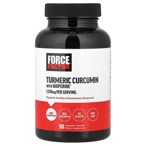 Force Factor, Curcumina de cúrcuma con BioPerine®, 90 cápsulas vegetales