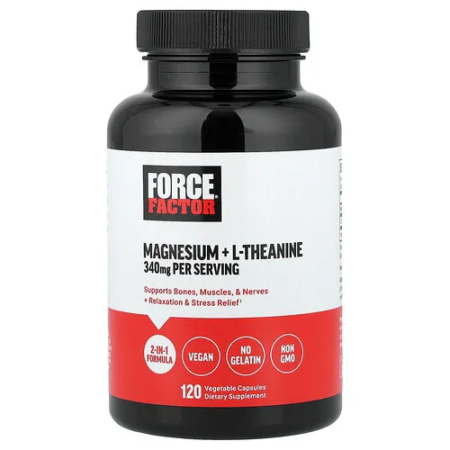 Force Factor, Magnesio con L-teanina, 120 cápsulas vegetales