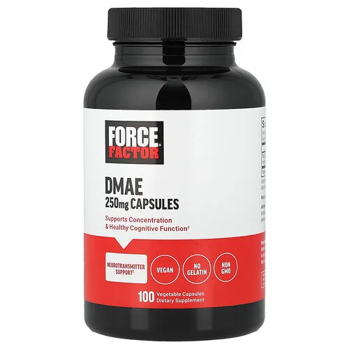 Force Factor, DMAE, 250 mg, 100 cápsulas vegetales