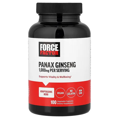 Force Factor, Panax ginseng, 1000 mg, 100 cápsulas vegetales (500 mg por cápsula)