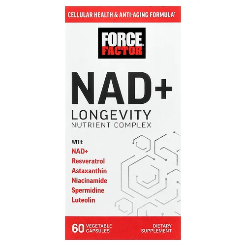 Force Factor, Complejo de nutrientes NAD+ para la longevidad, 60 cápsulas vegetales