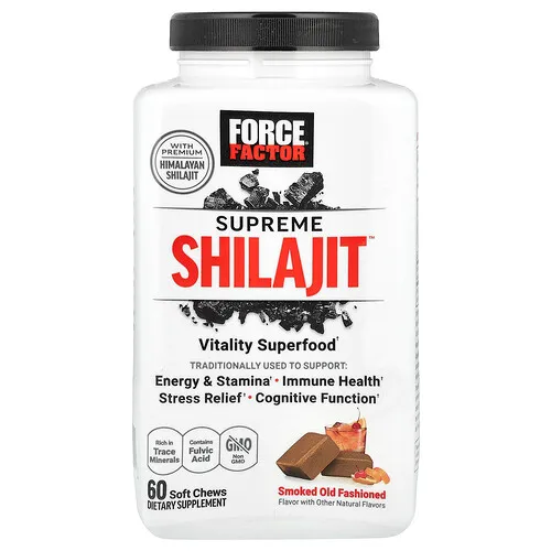 Force Factor, Supreme Shilajit™, Ahumado tradicional, 60 comprimidos masticables blandos