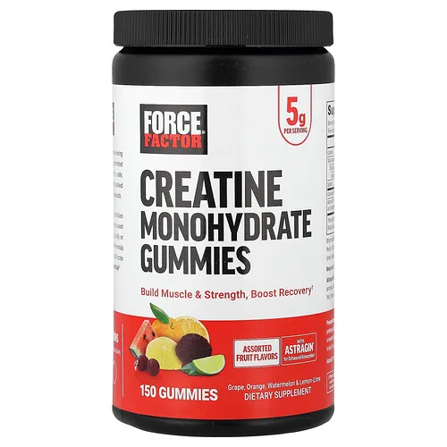Force Factor, Gomitas con monohidrato de creatina, Frutas surtidas, 150 gomitas