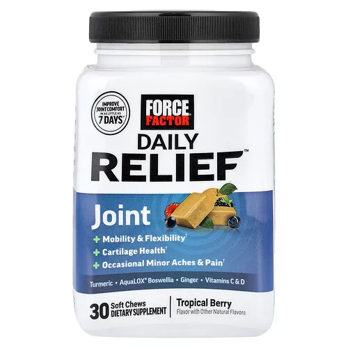 Force Factor, Daily Relief™, Porros, Bayas tropicales, 30 comprimidos masticables blandos