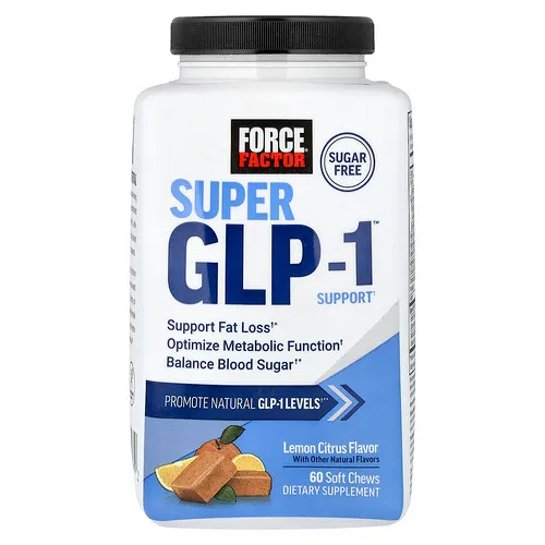 Force Factor, Refuerzo Super GLP-1™, Limón y cítricos, 60 comprimidos masticables blandos