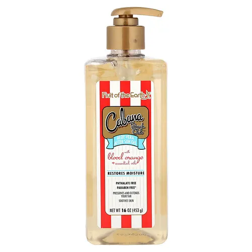 Fruit of the Earth, Cabana Beach Club™, Gel para después del sol con aloe vera, naranja sanguina y aceites esenciales, 453 g (16 oz)