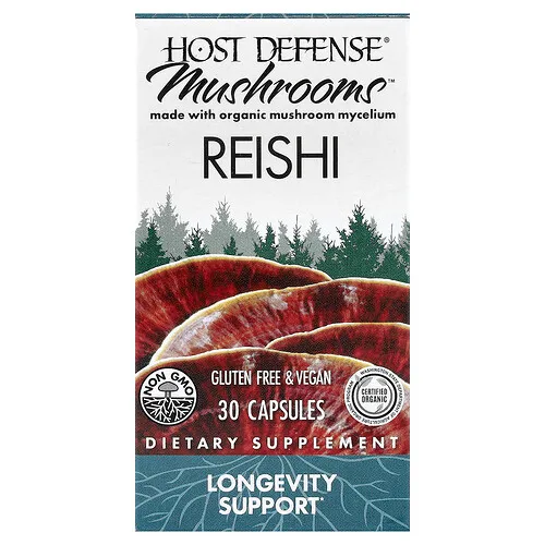 Host Defense, Mushrooms™, Reishi, 30 cápsulas (0,5 g por cápsula)