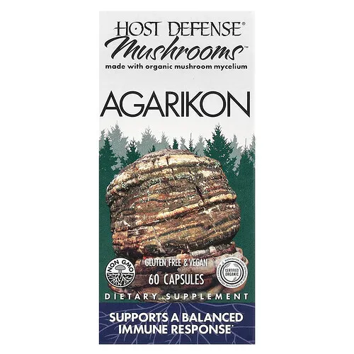 Host Defense, Mushrooms™, Agárico blanco, 60 cápsulas (500 mg por cápsula)