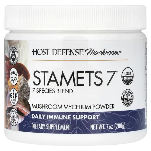 Host Defense, Mushrooms, STAMETS 7, Suplemento de micelios de hongos en polvo, 200 g (7 oz)