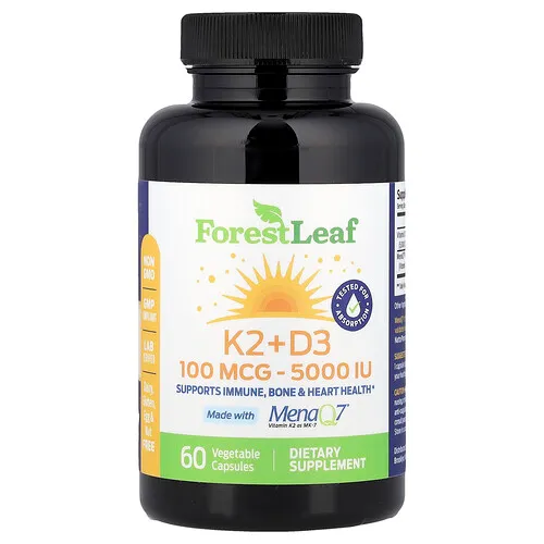 Forest Leaf, Vitaminas K2 y D3, 60 cápsulas vegetales