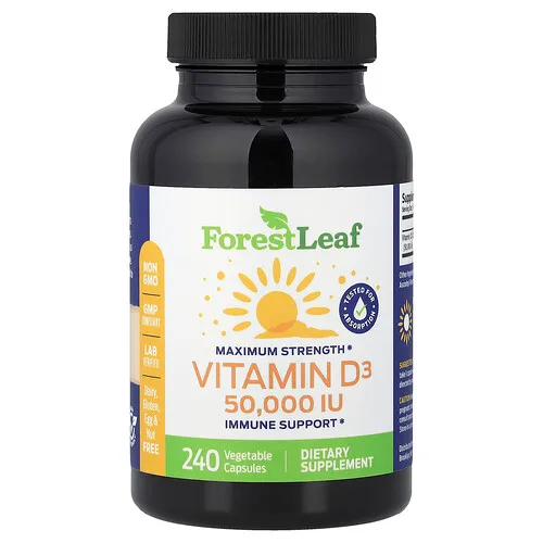 Forest Leaf, Vitamina D3, 1250 mcg (50.000 UI), 240 cápsulas vegetales