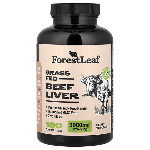 Forest Leaf, Hígado de reses alimentadas con pasturas, 180 cápsulas (750 mg por cápsula)