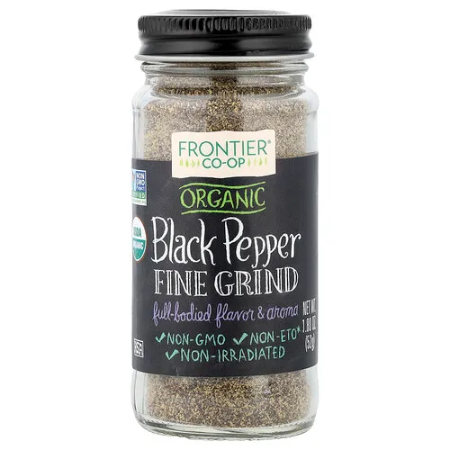 Frontier Co-op, Pimienta negra orgánica, Molienda fina, 52 g (1,8 oz)