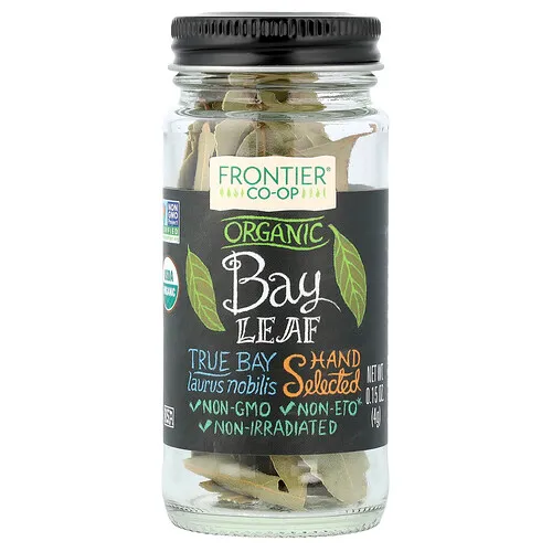 Frontier Co-op, Hoja de laurel orgánico, entera, 0.15 oz (4 g)