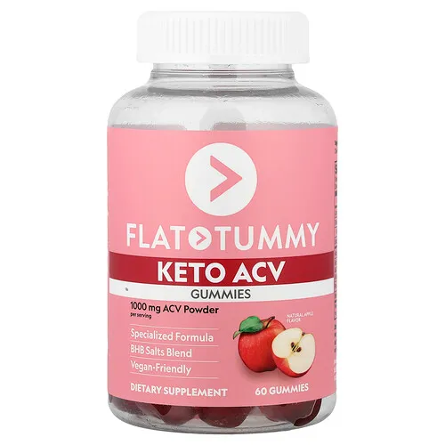 Flat Tummy, Gomitas cetogénicas con VSM, Manzana natural, 60 gomitas