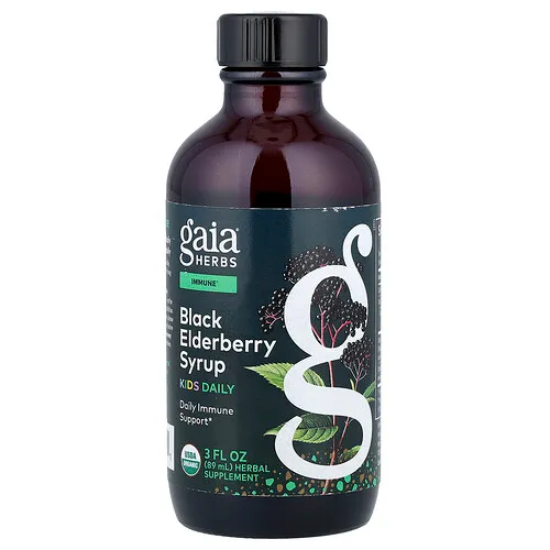 Gaia Herbs, Niños, Jarabe de saúco negro, 89 ml (3 oz. líq.)