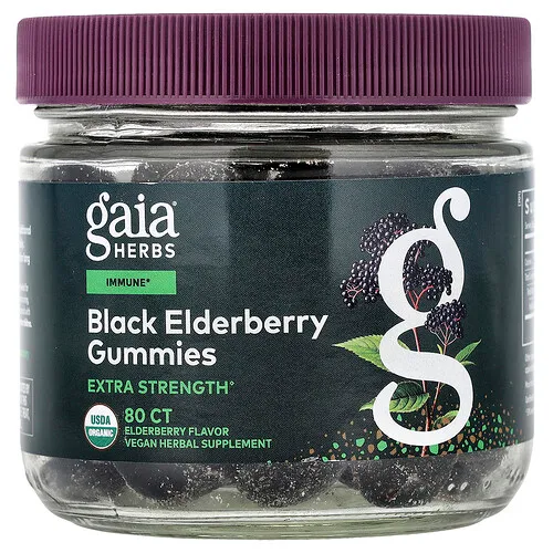 Gaia Herbs, Gomitas de saúco negro, 80 gomitas