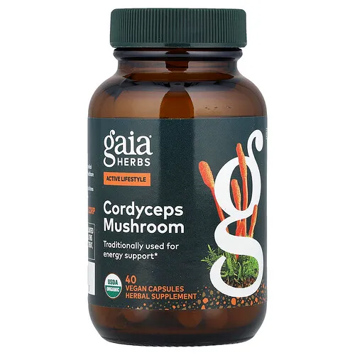Gaia Herbs, Estilo de vida activo, Hongo Cordyceps, 40 cápsulas veganas