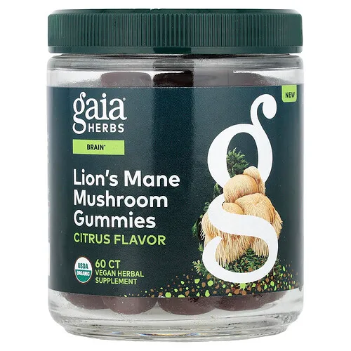 Gaia Herbs, Gomitas de hongo melena de león, Cítricos, 60 gomitas