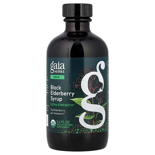 Gaia Herbs, Jarabe de saúco negro, 160 ml (5,4 oz. líq.)