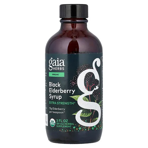 Gaia Herbs, Jarabe de saúco negro, 89 ml (3 oz. líq.)