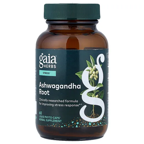Gaia Herbs, Raíz de ashwagandha, 60 cápsulas Liquid Phyto-Caps®