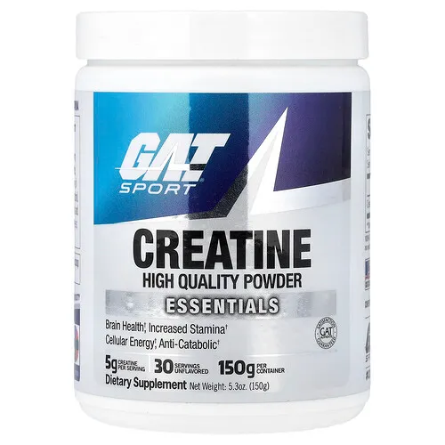 GAT, Sport, Essentials, Creatina en polvo, Sin sabor, 150 g (5,3 oz)
