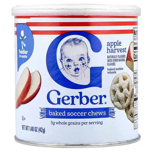 Gerber, Bocadillos masticables horneados, 12 meses en adelante, Cosecha de manzana, 42 g (1,48 oz)