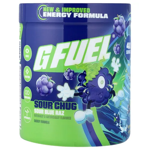 G FUEL, Energy Formula, Sour Chug, Raz azul ácida, 272 g (9,6 oz)