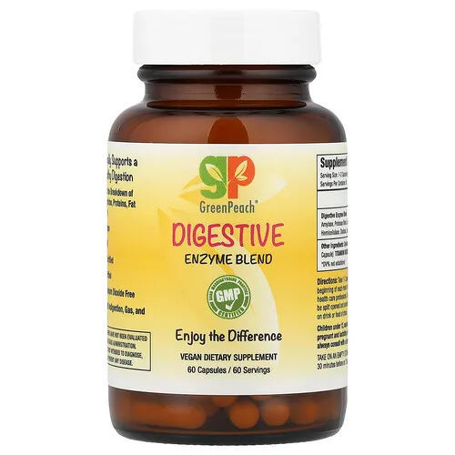 GreenPeach, Mezcla de enzimas digestivas, 60 cápsulas