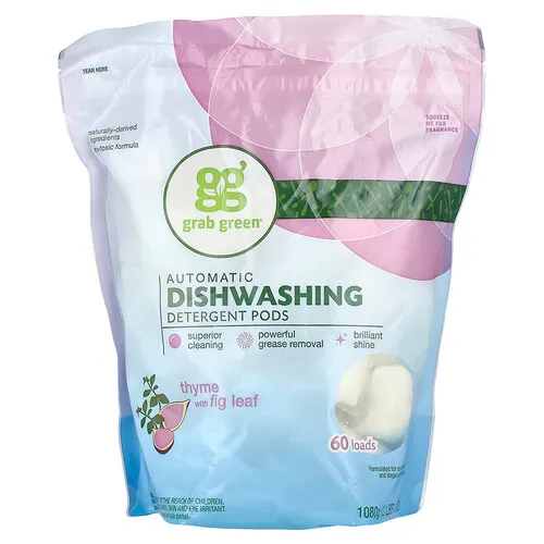Grab Green, Detergente para Lavavajillas Automático, Tomillo con Hoja de Higo, 2 lbs 4 oz (1080 g)