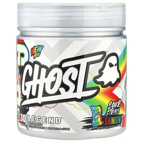 Ghost, Suplemento para el preentrenamiento Legend®, Sour Strips® Rainbow, 675 g (23,8 oz)