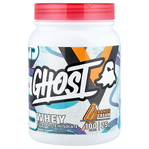 Ghost, Suero de leche, Aislado de proteína transparente, Crema de naranja, 640 g (1,4 lb)