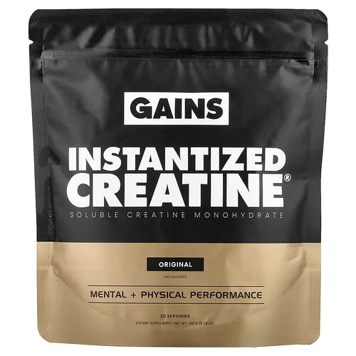 GAINS, Instantized Creatine®, Monohidrato de creatina soluble, Original, Sin sabor, 150 g (5,29 oz)