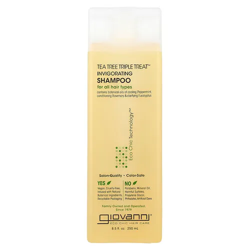 Giovanni, Tea Tree Triple Treat, Champú revitalizante con árbol del té, Para todo tipo de cabello, 250 ml (8,5 oz. líq.)