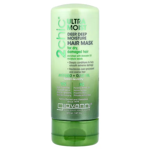 Giovanni, 2chic®, Mascarilla para el cabello ultrahidratante y de humectación profunda, Para cabello seco y dañado, Aguacate y aceite de oliva, 147 ml (5 oz. líq.)
