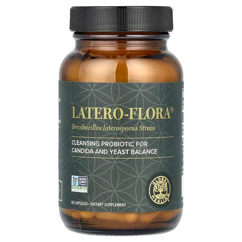 Global Healing, Latero-Flora, Suplemento probiótico de limpieza, 60 cápsulas (35 mcg por cápsula)
