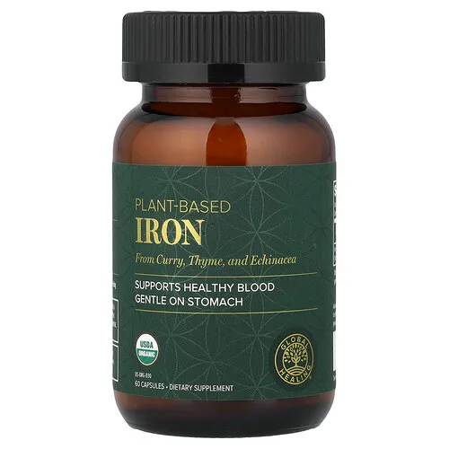 Global Healing, Hierro, de origen vegetal, 60 cápsulas