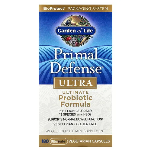 Garden of Life, Primal Defense, Ultra, Fórmula probiótica máxima, 180 cápsulas vegetales UltraZorbe