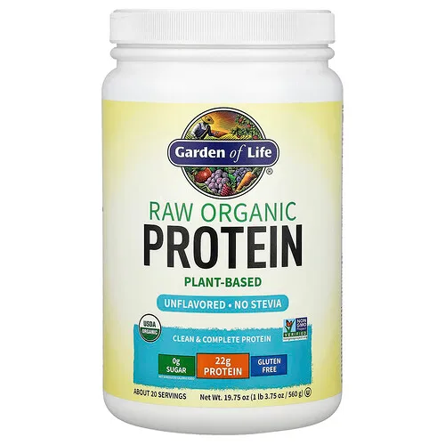 Garden of Life, Proteína orgánica cruda, Sin sabor, 560 g (1 lb 3,75 oz)