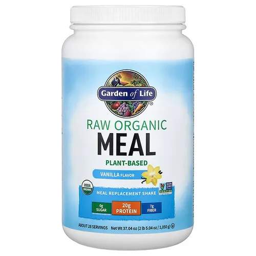Garden of Life, Batido orgánico crudo para reemplazo de comidas, Vainilla, 1050 g (2 lb 5,04 oz)