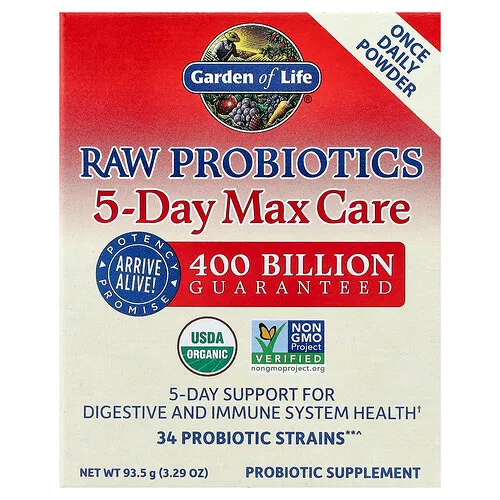 Garden of Life, RAW Probiotics, Suplemento de cuidado máximo en 5 días, 93,5 g (3,29 oz)