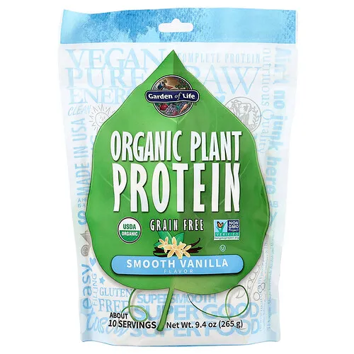 Garden of Life, Proteína vegetal orgánica, Sin cereales, Vainilla suave, 265 g (9,4 oz)